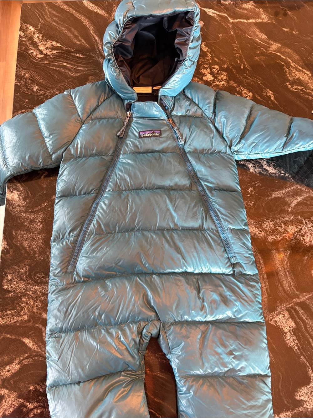 Patagonia dark Teal Puffer Sleep Sack One-Piece for Kids